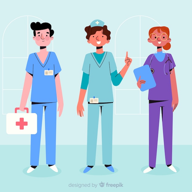 Free vector flat nurse team