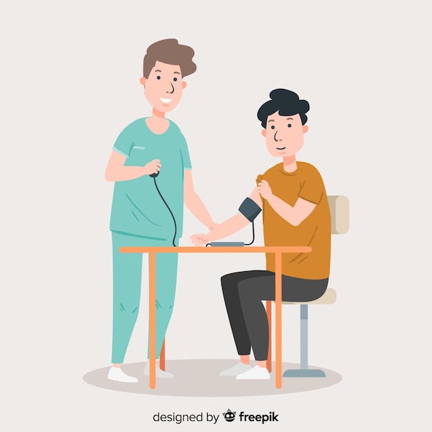 Free vector flat nurse with patient