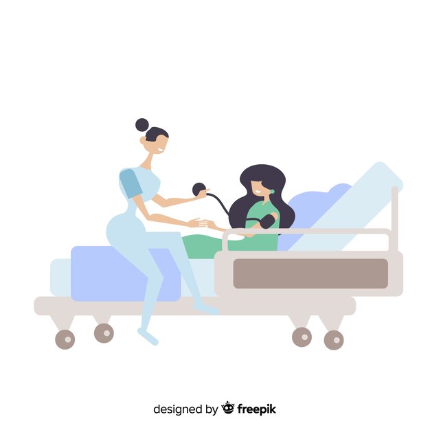 Плоская медсестра с пациентом