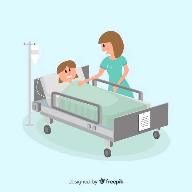 Flat nurse with patient