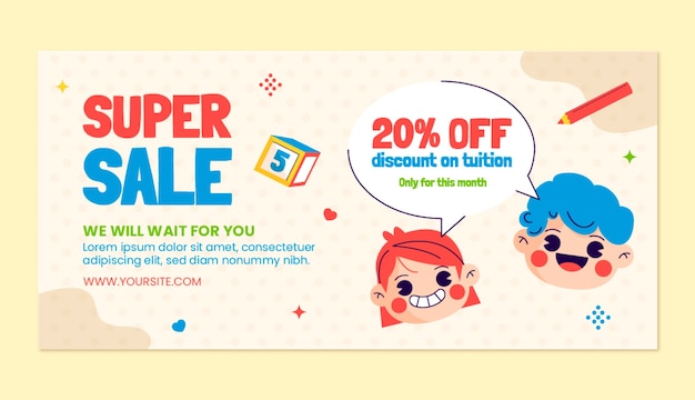 Flat nursery sale banner template