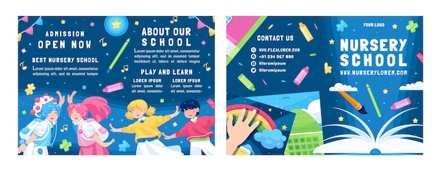 Free vector flat nursery school brochure template