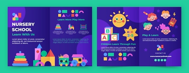 Free vector flat nursery school brochure template