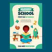 Free vector flat nursery school invitation template