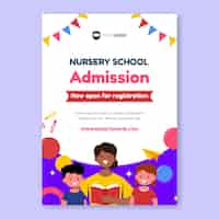 Free vector flat nursery school vertical poster template