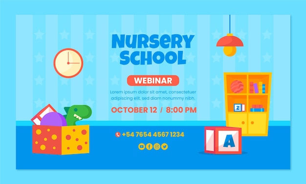 Flat nursery school webinar template