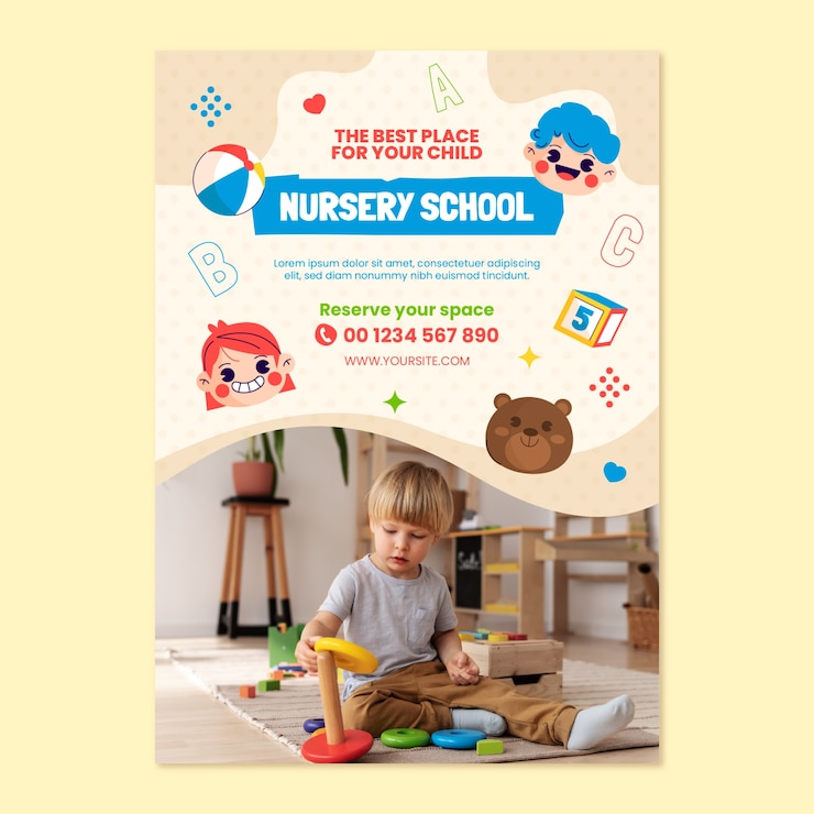 Free Vector flat nursery vertical poster template