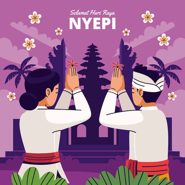 Flat nyepi celebration illustration