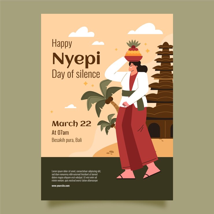 Free Vector flat nyepi celebration vertical poster template