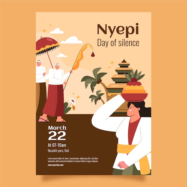 Flat nyepi celebration vertical poster template