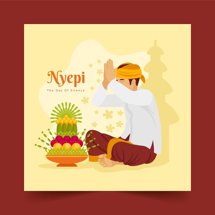 Free Vector flat nyepi greeting card template