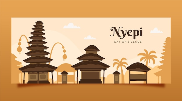 Flat nyepi horizontal banner