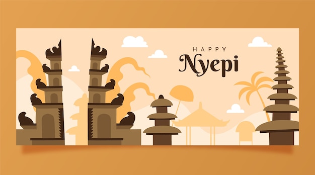 무료 벡터 평면 nyepi 가로 배너