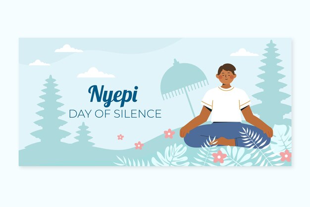 Flat nyepi horizontal banner