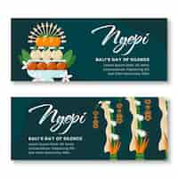 Free vector flat nyepi horizontal banners set