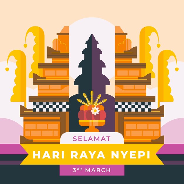 Flat nyepi illustration