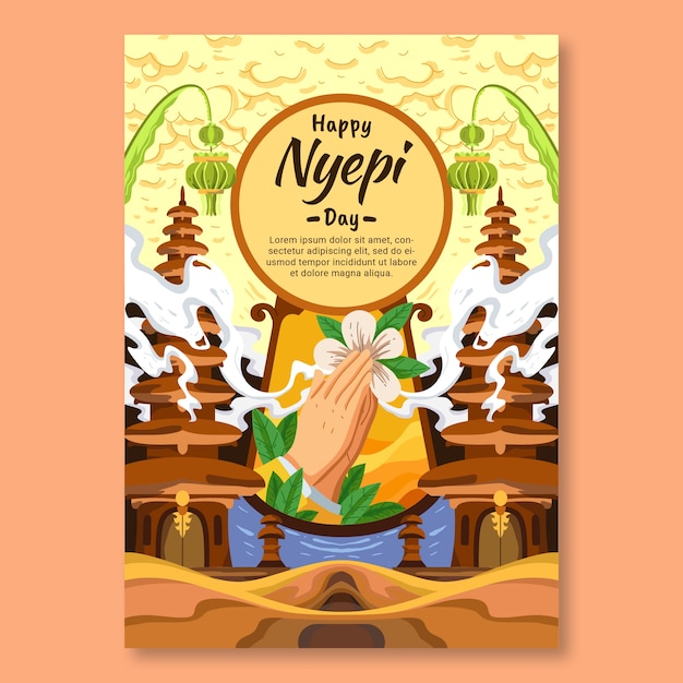 Free vector flat nyepi vertical poster template