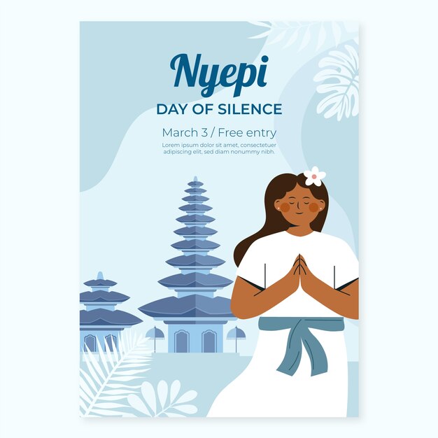 Flat nyepi vertical poster template