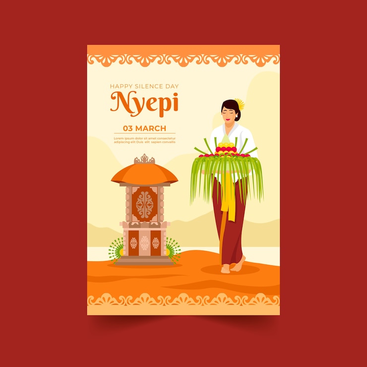 Free Vector flat nyepi vertical poster template