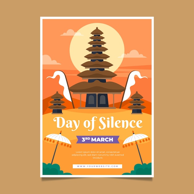 Free vector flat nyepi vertical poster template