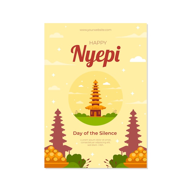 Free vector flat nyepi vertical poster template