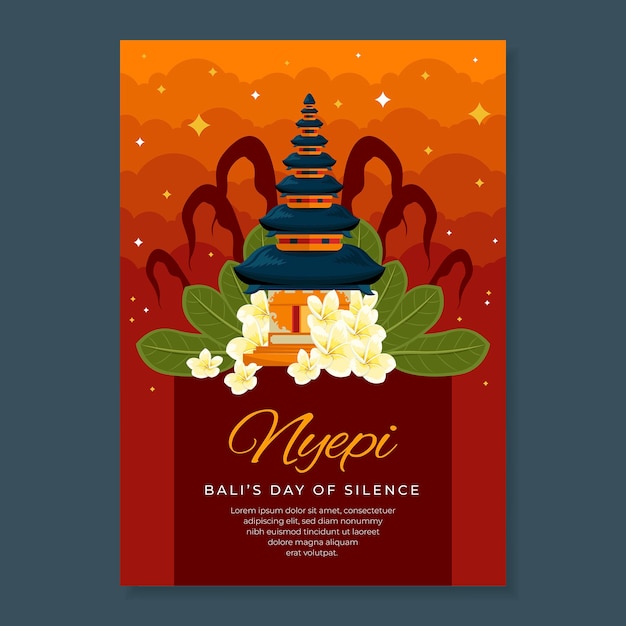 Flat nyepi vertical poster template