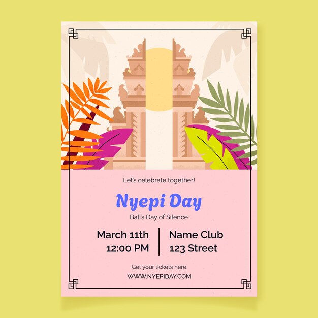 flat nyepi vertical poster template