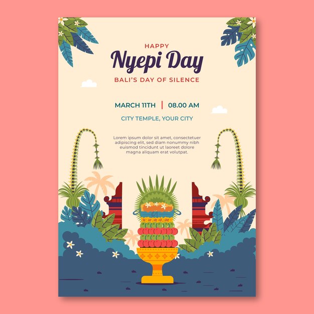 flat nyepi vertical poster template