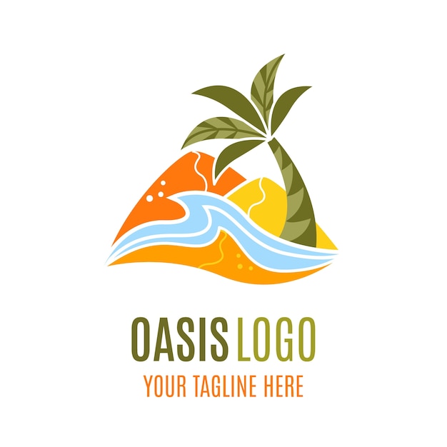 Плоский шаблон логотипа оазиса