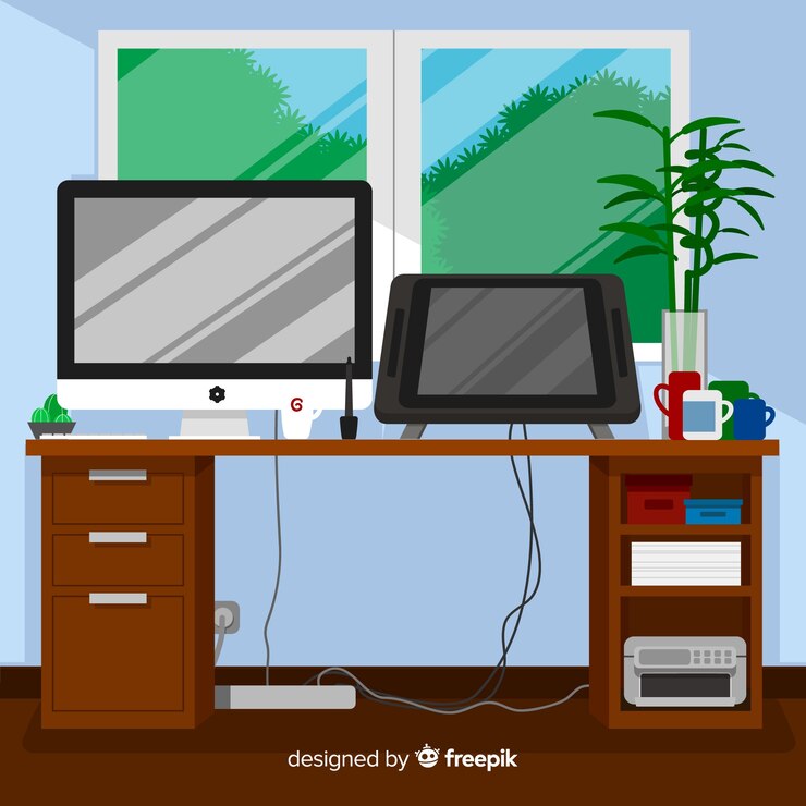 무료 Vector 플랫 오피스 개념