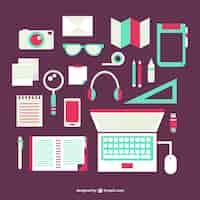 Free vector flat office objects set