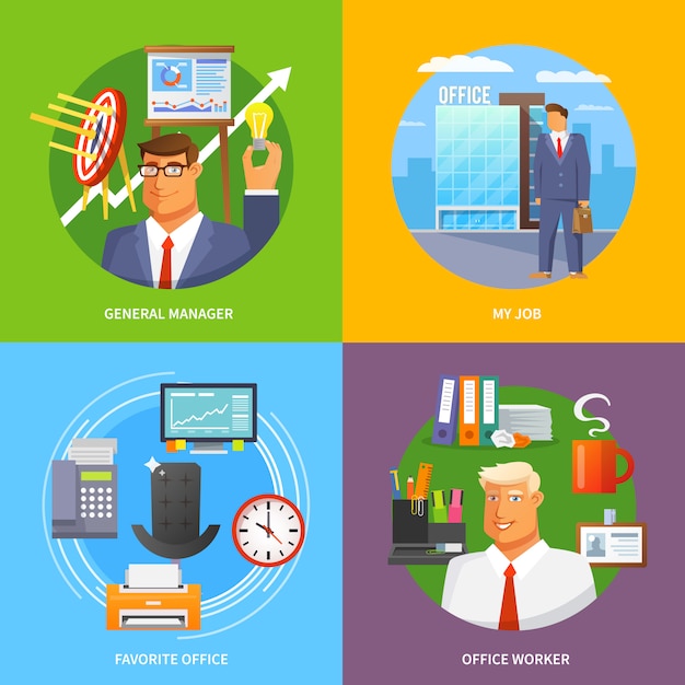 Free vector flat office set