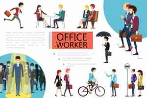 Free vector flat office workers colorful composition