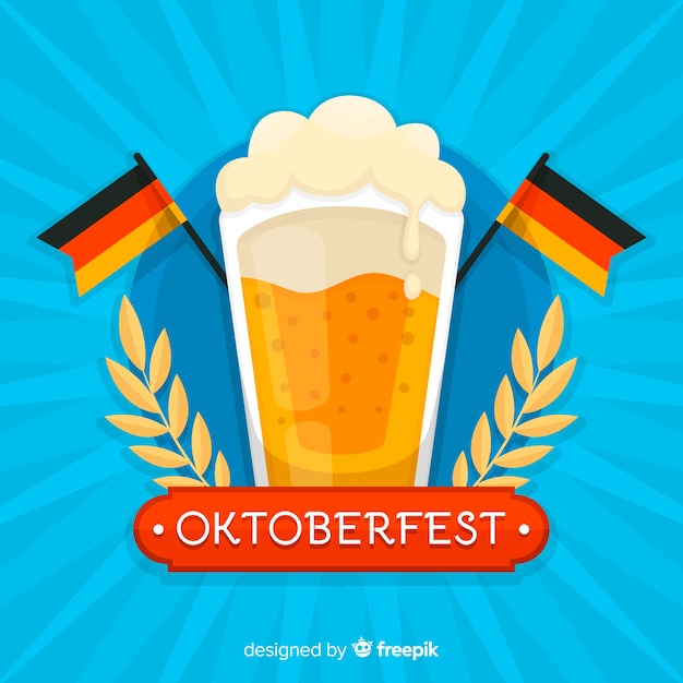 Flat oktoberfest background with a beer mug