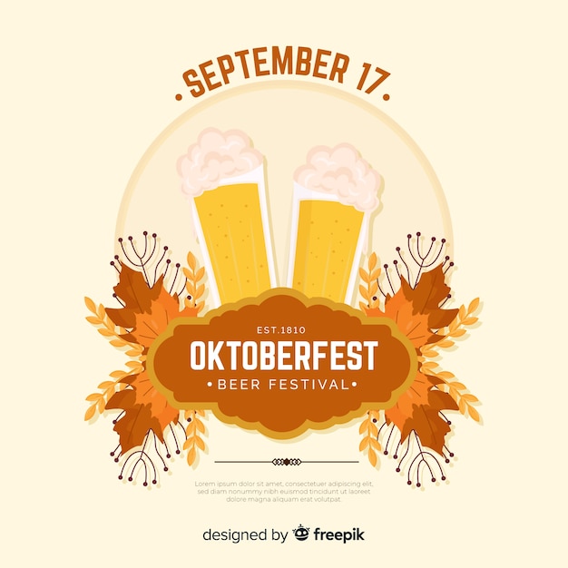 Free vector flat oktoberfest background with a beer mug