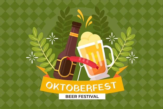 Vettore gratuito sfondo piatto dell'oktoberfest