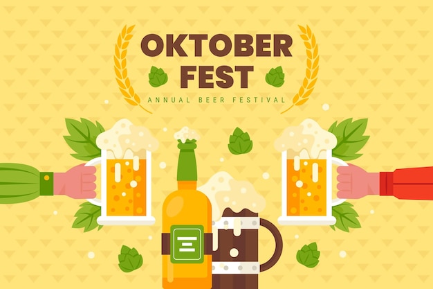 Vettore gratuito sfondo piatto dell'oktoberfest