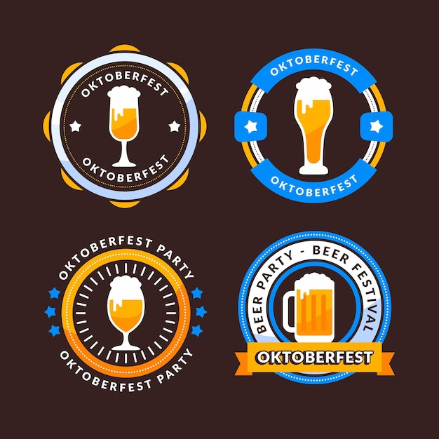 Flat oktoberfest badges collection