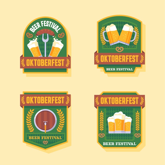 Free vector flat oktoberfest badges collection