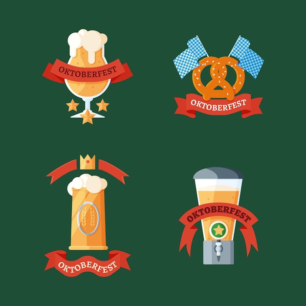 Free vector flat oktoberfest badges collection