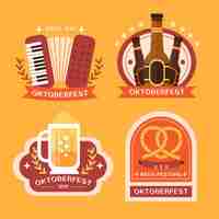 Vettore gratuito collezione di distintivi piatti dell'oktoberfest