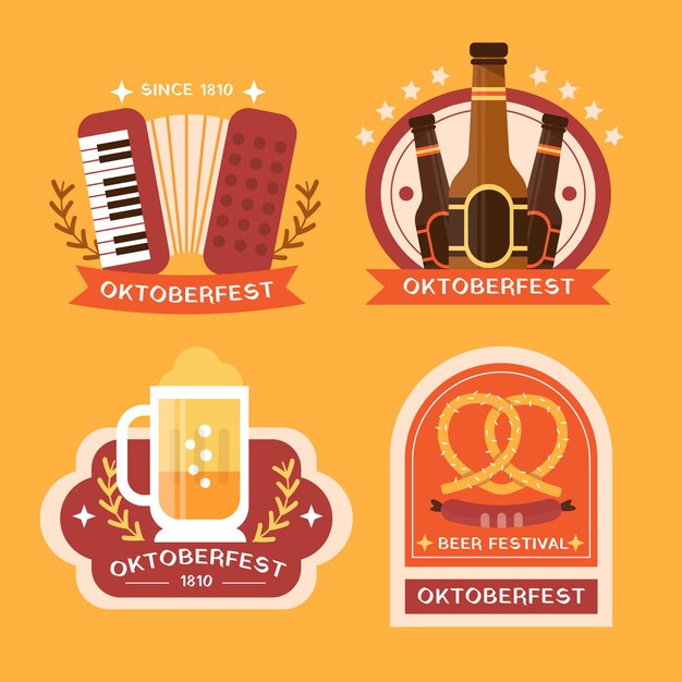 Flat oktoberfest badges collection