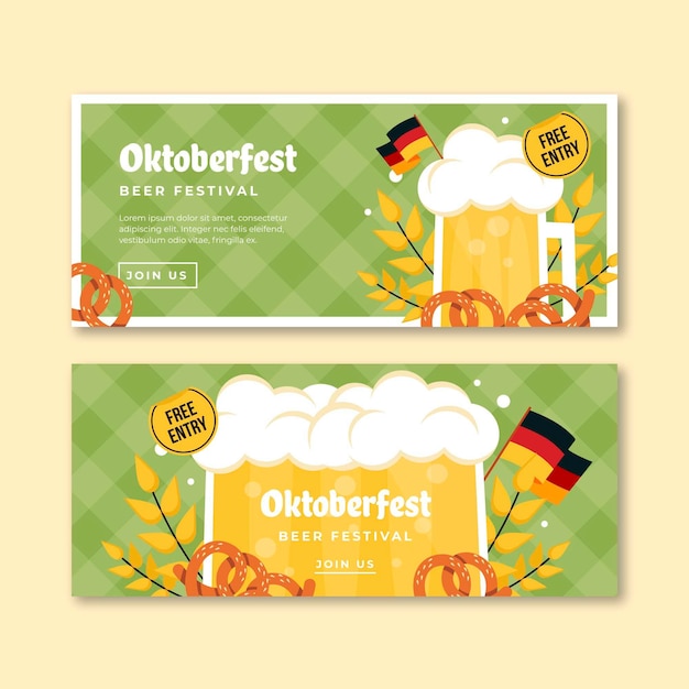 Set di striscioni piatti dell'oktoberfest