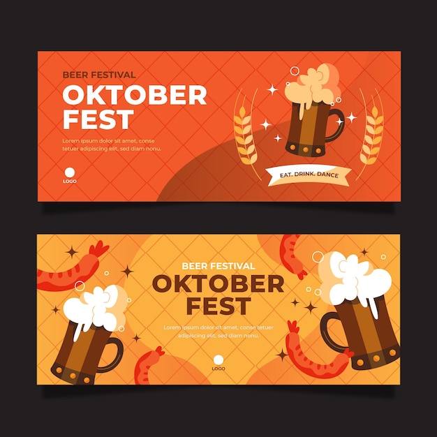 Free vector flat oktoberfest banners set