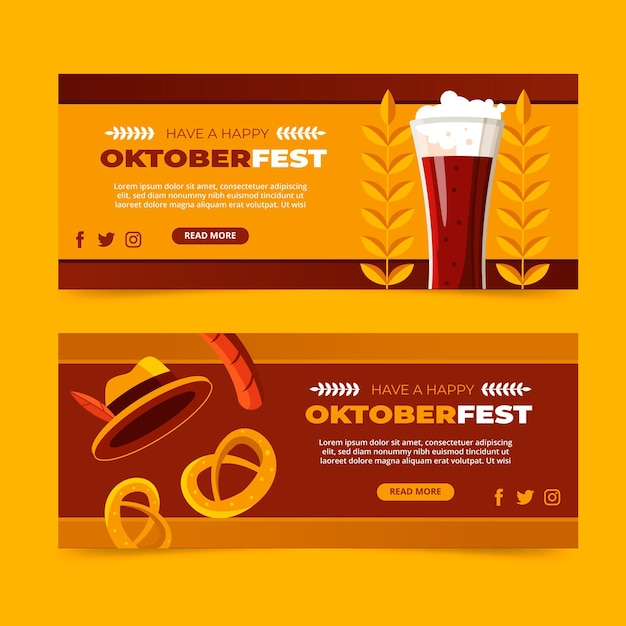 Free vector flat oktoberfest banners set