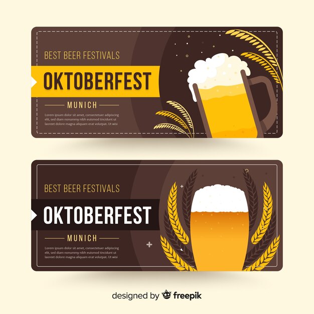 Flat oktoberfest banners