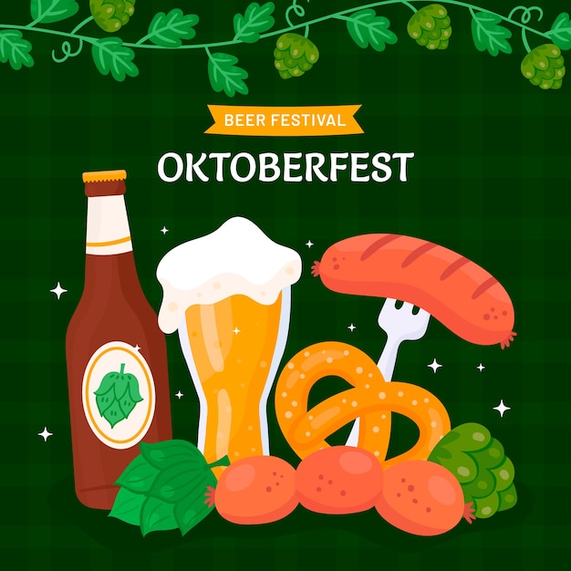 Free vector flat oktoberfest celebration illustration