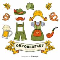 Free vector flat oktoberfest element collection with clothes