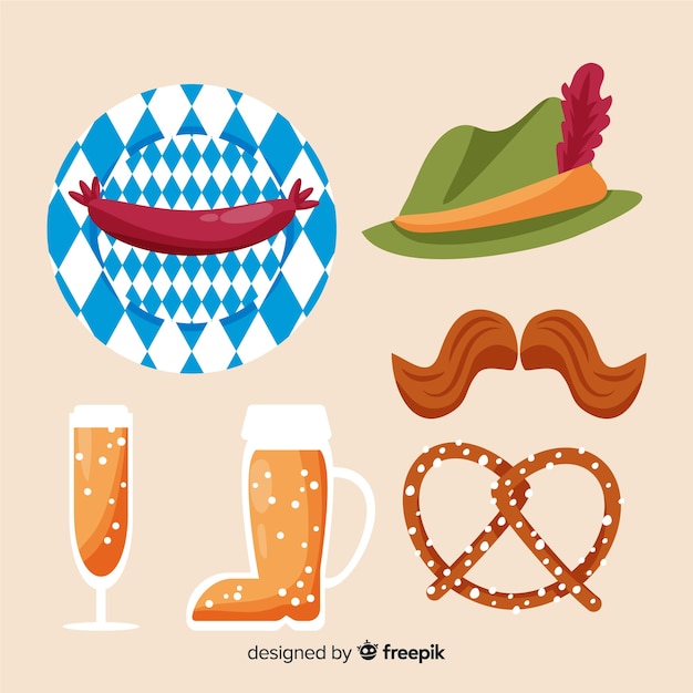 Free vector flat oktoberfest element collection