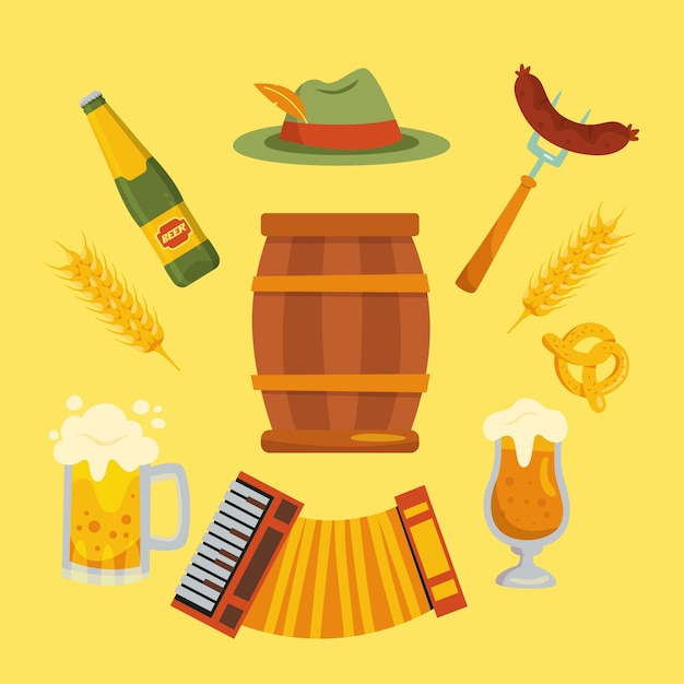 Free vector flat oktoberfest elements collection